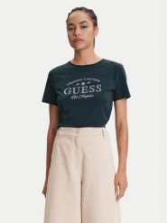 Guess T-Shirt V5YI13 J1314 Zielony Regular Fit. Zielone t-shirty Guess, xs, z aplikacjami, z bawełny, bez kołnierzyka, bez ramiączek. Za 119.99 zł.