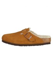 Birkenstock Skórzane kapcie "Boston" w kolorze jasnobrązowym rozmiar: 36. Brązowe kapcie Birkenstock, bez wzorów, ze skóry. Za 598.57 zł.