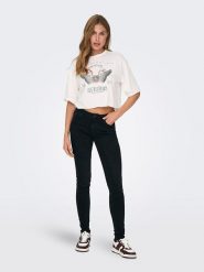 ONLY Dżinsy - Skinny fit - w kolorze czarnym rozmiar: S/L32. Czarne jeansy ONLY, l, z aplikacjami, ze skóry, klasyczne, z podwyższonym stanem. Za 61.46 zł.
