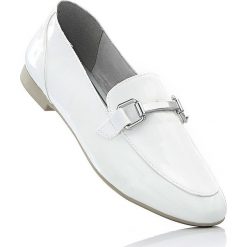 Buty wsuwane Marco Tozzi bonprix biały lakierowany. Baleriny marki bonprix. Za 69.99 zł.