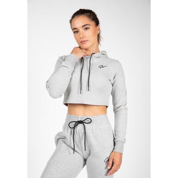 Pixley Crop Top Bluza z kapturem - Szary. Szare bluzy GORILLA WEAR, s, bez wzorów, z kapturem, na fitness i siłownię. Za 161.00 zł.