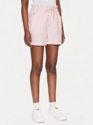 Tommy Jeans Szorty materiałowe DW0DW20360 Różowy Regular Fit. Czerwone szorty Tommy Jeans, bez wzorów, z bawełny. Za 229.99 zł.