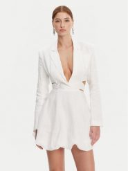 BARDOT Sukienka letnia 59860DB Biały Regular Fit. Białe sukienki Bardot, bez wzorów, ze lnu, bez kołnierzyka, bez ramiączek. Za 639.99 zł.