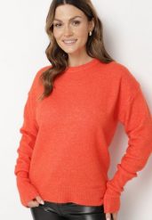 Pomarańczowy Sweter z Domieszką Wełny Parizia. Brązowe swetry Born2be, bez wzorów, z wełny, eleganckie, bez ramiączek. W wyprzedaży za 110.49 zł.