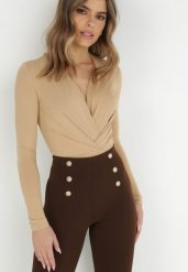 Beżowe Body Candletree. Brązowe body i gorsety Born2be, bez wzorów, bez ramiączek. W wyprzedaży za 67.99 zł.