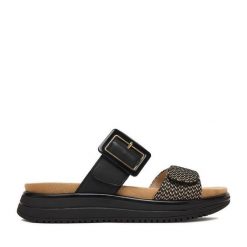 Klapki Remonte. Czarne klapki Remonte, bez wzorów, bez obcasa, bez zapięcia. Za 359.99 zł.