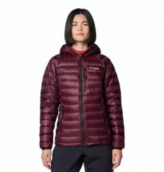 COLUMBIA Kurtka puchowa damska Arctic Crest Down Hooded Jacket moonvista-S. Czerwone kurtki Columbia, s, bez wzorów, z materiału, z kapturem. Za 810.50 zł.