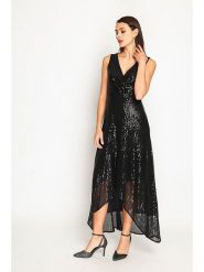 ASSUILI Sukienka w kolorze czarnym rozmiar: 36. Czarne sukienki Assuili, bez wzorów, klasyczne, z asymetrycznym kołnierzem, bez ramiączek, maxi, asymetryczne. Za 195.99 zł.