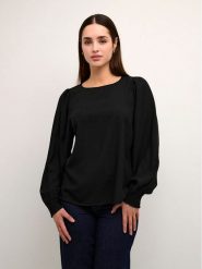 Kaffe Bluzka Kadorte 10507840 Czarny Regular Fit. Czarne bluzki Kaffe, bez wzorów, z syntetyku, bez kołnierzyka, bez ramiączek. Za 149.99 zł.