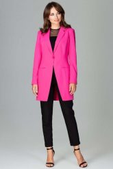 Fuksja Długi Elegancki Żakiet na Jeden Guzik. Czerwone marynarki i żakiety Katrus, l, bez wzorów, z materiału, eleganckie, bez ramiączek. Za 299.00 zł.