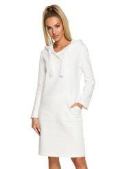 Made of emotion Sukienka w kolorze ecru rozmiar: M. Brązowe sukienki Made Of Emotion, na co dzień, m, bez wzorów, bez kołnierzyka, bez ramiączek, mini, proste. Za 231.45 zł.