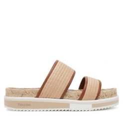 Klapki Pollini. Brązowe klapki Pollini, bez wzorów, bez obcasa, bez zapięcia. Za 801.99 zł.