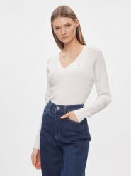 Tommy Hilfiger Sweter WW0WW40674 Biały Regular Fit. Białe swetry Tommy Hilfiger, xl, bez wzorów, z bawełny, bez ramiączek. Za 679.99 zł.