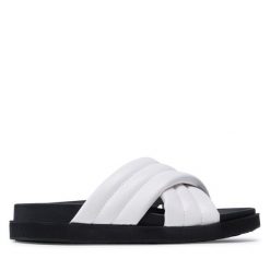 Klapki JENNY. Białe klapki Jenny, bez wzorów, bez obcasa, bez zapięcia. Za 119.99 zł.