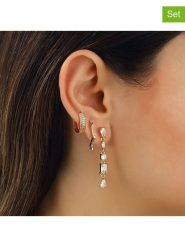 Miu Silver Pozłacane kolczyki (3 szt.) z cyrkoniami rozmiar: onesize. Szare kolczyki Miu Silver, z cyrkonią, pozłacane. Za 56.99 zł.