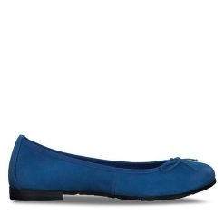 Baleriny Marco Tozzi. Niebieskie baleriny Marco Tozzi, bez wzorów, bez obcasa, bez zapięcia. Za 149.99 zł.