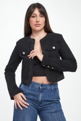 Kurtka jeansowa damska z kryształkami LIU JO. Kurtki Liu Jo, bez wzorów, z jeansu, bez kaptura. Za 1,249.00 zł.