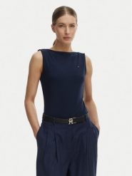 Tommy Hilfiger Top WW0WW47807 Granatowy Slim Fit. Niebieskie topy Tommy Hilfiger, xs, bez wzorów, z wiskozy, bez kołnierzyka, bez ramiączek. Za 249.99 zł.