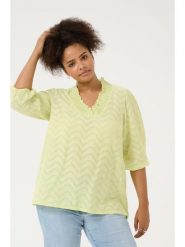 KAFFE curve Bluzka w kolorze żółtym rozmiar: 48. Żółte bluzki KAFFE curve, bez wzorów, z bawełny, bez kołnierzyka, bez ramiączek. Za 78.99 zł.