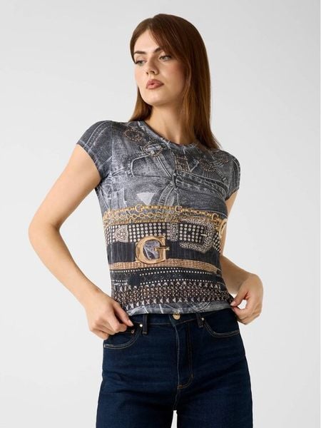 Guess T-Shirt 180133 Czarny Classic Fit. Czarne t-shirty Guess, xs, z aplikacjami, bez kołnierzyka, bez ramiączek. Za 195.00 zł.