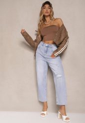 Jasnoniebieskie Jeansy Boyfriend High Waist Zdobione Przetarciami Neniffia. Niebieskie jeansy Renee, z aplikacjami, z jeansu, eleganckie, z podwyższonym stanem. W wyprzedaży za 83.99 zł.
