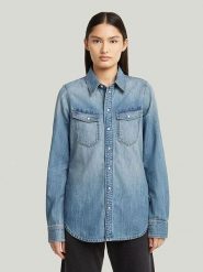 G-Star Koszula dżinsowa - Slim fit - w kolorze niebieskim rozmiar: M. Niebieskie koszule G-Star, m, bez wzorów, z bawełny, retro, bez kołnierzyka, bez ramiączek. Za 171.68 zł.