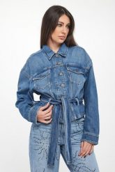 Kurtka jeansowa damska Giungla PINKO. Kurtki Pinko, s, bez wzorów, z jeansu, bez kaptura. Za 1,619.00 zł.