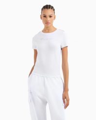 Koszulka damska EA7 Emporio Armani Natural Ventus 7. Białe t-shirty sportowe EA7, l, bez wzorów, z elastanu, bez ramiączek, do biegania. Za 229.99 zł.