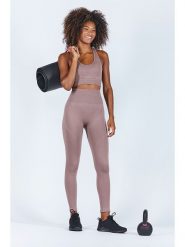 Onamaste Legginsy sportowe "Elisa" w kolorze szarobrązowym rozmiar: L/XL. Brązowe legginsy Onamaste, l, bez wzorów, z podwyższonym stanem, outdoorowe. Za 122.03 zł.