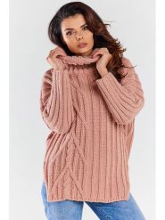 Awama Sweter w kolorze jasnoróżowym rozmiar: onesize. Różowe swetry Awama, bez wzorów, ze splotem, bez ramiączek. Za 325.79 zł.