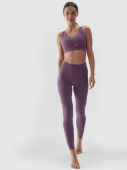 4F Legginsy do jogi z wysokim stanem damskie - fioletowe S. Fioletowe legginsy 4f, bez wzorów, z dzianiny, sportowe. W wyprzedaży za 79.99 zł.