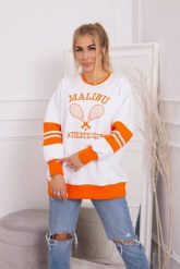 Bluza ocieplana Malibu biały+pomarańczowy. Białe bluzy KESI, l, bez wzorów, z bawełny, bez kaptura. Za 218.51 zł.