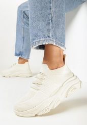 Beżowe Buty Sportowe z Elastyczną Cholewką na Grubej Podeszwie Brima. Brązowe buty sportowe lifestyle Born2be, bez wzorów, z dresówki, bez zapięcia. W wyprzedaży za 76.99 zł.