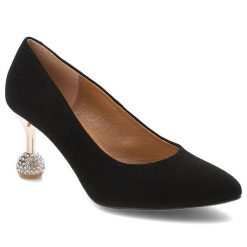 Czarne Czółenka Espirito Obuwie Damskie Na Eleganckim Obcasie. Czarne czółenka Espirito, bez wzorów, ze skóry, eleganckie, bez obcasa, na obcasie, bez zapięcia. Za 459.00 zł.