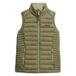 Damska kurtka bez rękawów Superdry Fuji Lite Padded. Zielone kurtki Superdry, na zimę, s, bez wzorów, z materiału, eleganckie, bez kaptura. Za 428.40 zł.