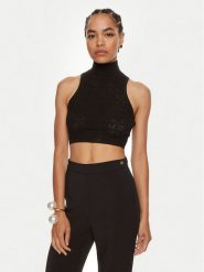Elisabetta Franchi Golf TK-28B-46E2 Czarny Slim Fit. Czarne swetry Elisabetta Franchi, bez wzorów, z wiskozy, bez ramiączek. Za 519.99 zł.
