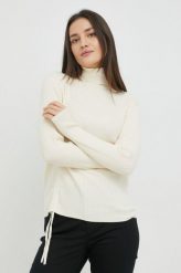 Vero Moda sweter damski kolor beżowy lekki z golfem. Brązowe swetry Vero Moda, l, bez wzorów, z dzianiny, bez ramiączek. Za 189.99 zł.