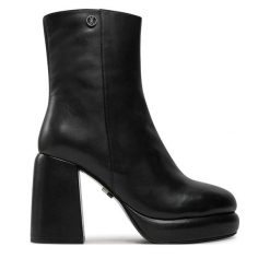 Botki Bronx. Czarne botki Bronx, bez wzorów, bez obcasa, na słupku, bez zapięcia. Za 519.99 zł.