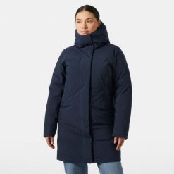 Parka dla kobiet Helly Hansen Pro HT. Niebieskie płaszcze Helly Hansen, na zimę, bez wzorów, bez kaptura. W wyprzedaży za 1,545.50 zł.