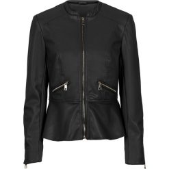 Kurtka ze sztucznej skóry, z wstawkami z dżerseju bonprix czarny. Kurtki marki QUECHUA. Za 129.99 zł.