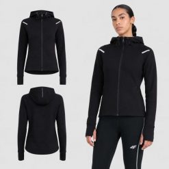 BLUZA DAMSKA DRESOWA 4F SPORTOWA TRENINGOWA TREKKINGOWA KOLOR CZARNY. Czarne bluzy bez kaptura 4f, l, bez wzorów, z dresówki, bez kaptura, do biegania. Za 147.60 zł.
