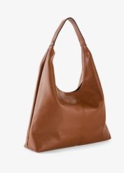 Torba typu shopper o fakturze groszkowanej skóry. Czarne shopper bag bonprix, bez wzorów, ze skóry, duże, bez dodatków. Za 134.99 zł.