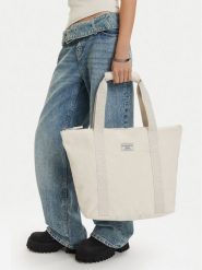 Guess Jeans Torebka CWBEO-GUESS-B-016-09 Écru. Białe shopper bag Guess Jeans, z aplikacjami, z jeansu, bez dodatków. Za 199.99 zł.