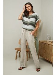 Fleur de Lin Lniane spodnie "Garancel" w kolorze beżowym rozmiar: XXL. Brązowe spodnie materiałowe Fleur de Lin, bez wzorów, ze lnu. Za 110.04 zł.