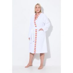 Damskie szlafrok z dzianiny dresowej brzegi w paski wiązany pasek długi rękaw. Białe szlafroki damskie Ulla Popken, l, bez wzorów, z bawełny, bez ramiączek, długie. Za 279.99 zł.