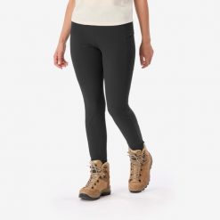 Legginsy trekkingowe damskie MT500. Czarne legginsy SIMOND, bez wzorów, z elastanu, sportowe. Za 159.99 zł.