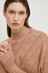 Answear Lab sweter damski kolor brązowy z półgolfem. Brązowe swetry Answear Lab, l, bez wzorów, z dzianiny, bez ramiączek. W wyprzedaży za 169.99 zł.