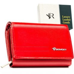 Elegancki, czerwony portfel damski wykonany ze skóry naturalnej - Rovicky. Czerwone portfele ROVICKY, bez wzorów, ze skóry. Za 78.01 zł.