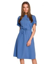 Stylove Sukienka w kolorze niebieskim rozmiar: L. Niebieskie sukienki Stylove, l, bez wzorów, bez kołnierzyka, bez ramiączek, midi. Za 193.24 zł.