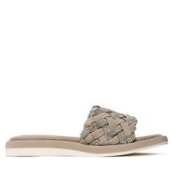 Klapki Caprice. Zielone klapki Caprice, bez wzorów, bez obcasa, bez zapięcia. Za 229.99 zł.